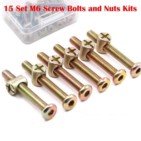 PSCCO 10Set M6x60mm Bolts & Nuts Hardware Set Fasteners Screws Barrel Nuts Furniture Connecting Kit for Crib Bunk Bed